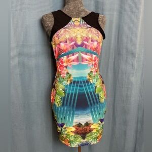 WOW Couture body con mini dress tropical print